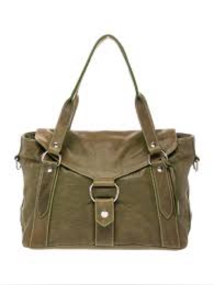 Miu Miu Olive Green Structured Leather Tote With Top Handles